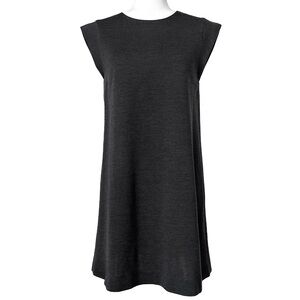 HACHE Italian Designer Sleeveless Shift Mini Dress Black Wool